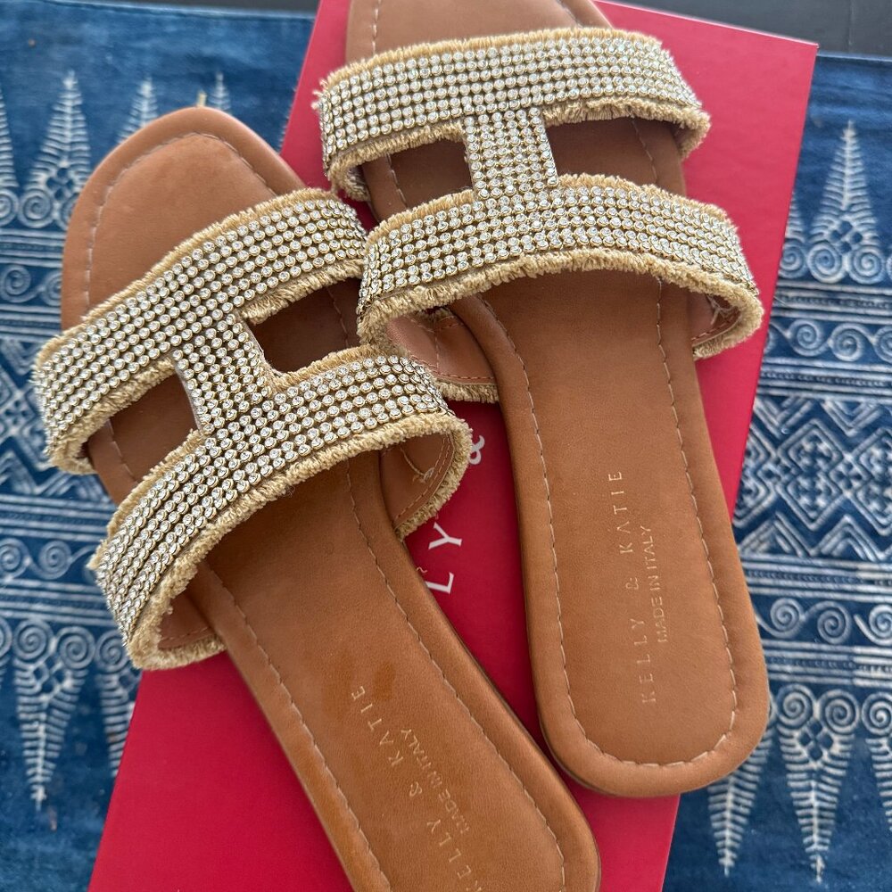 Kelly and Katie Mare Sandal Natural (and Sparkly) Size 8.5 Worn Once